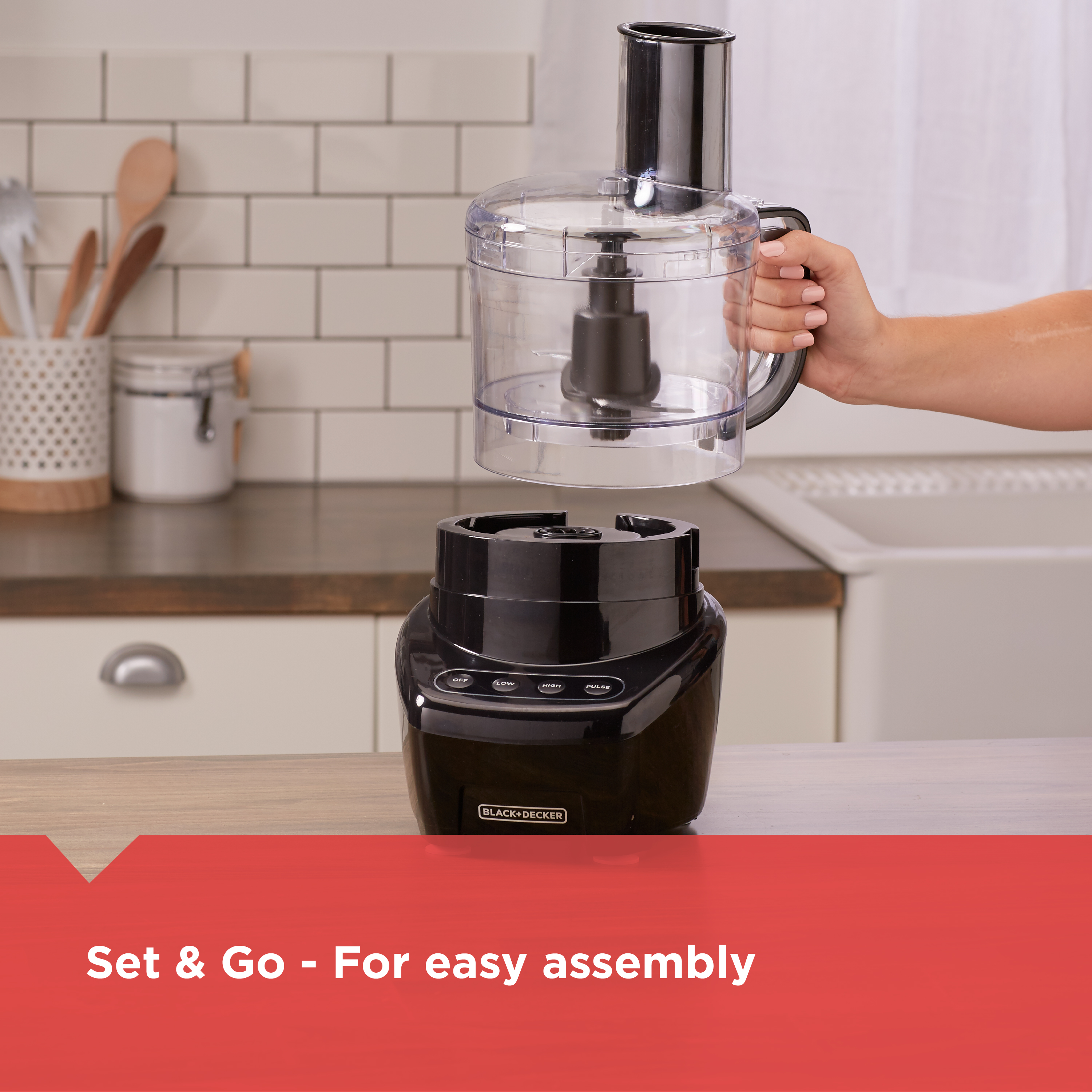 3 in 1 Easy Assembly 8 Cup Food Processor Black BLACK DECKER